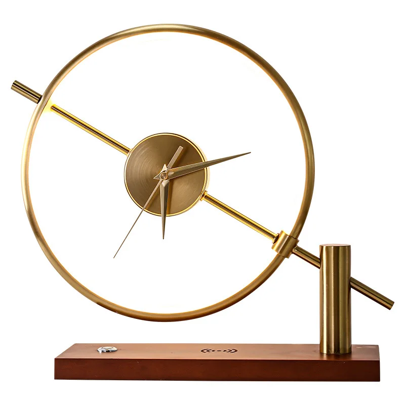 

Modern light luxury creative clock desk lamp, dimmable smart charging desktop ornament