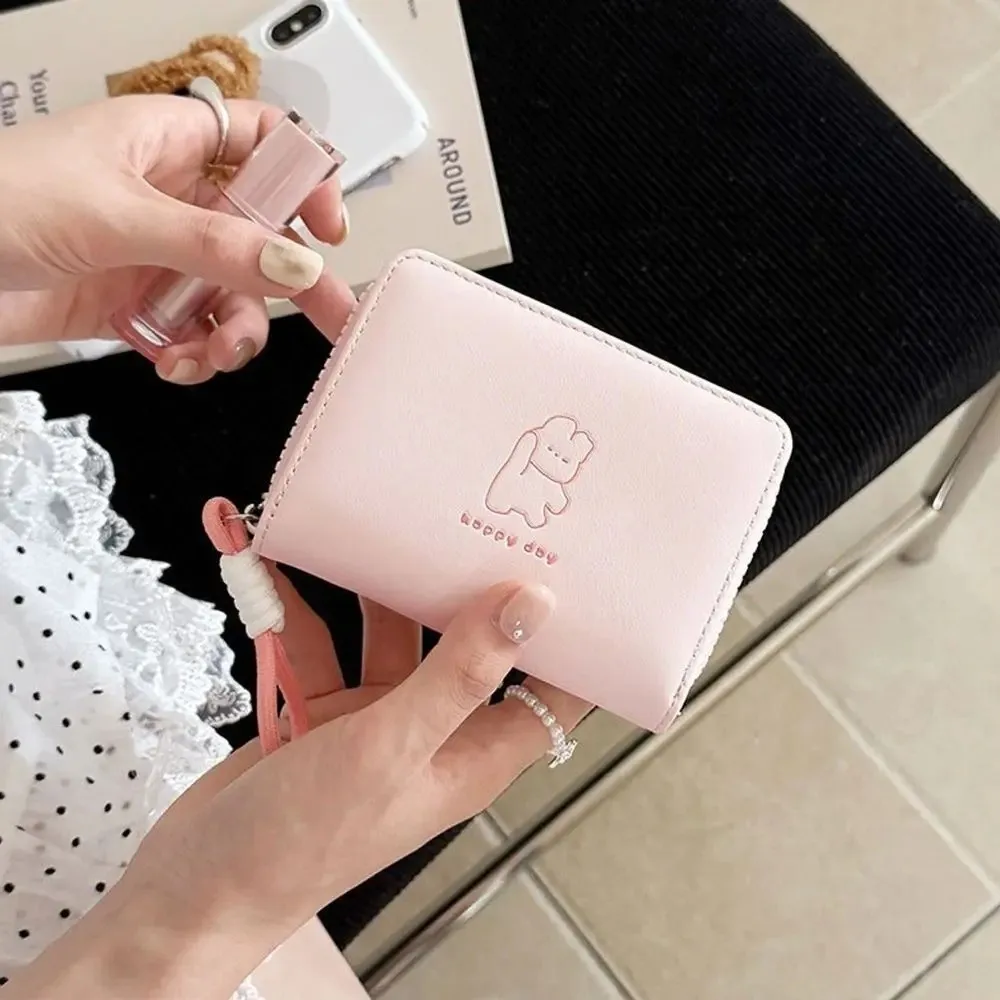 Dompet Wanita Kartun Lucu Beruang Kelinci Kucing Kulit PU Tempat Kartu dan Koin