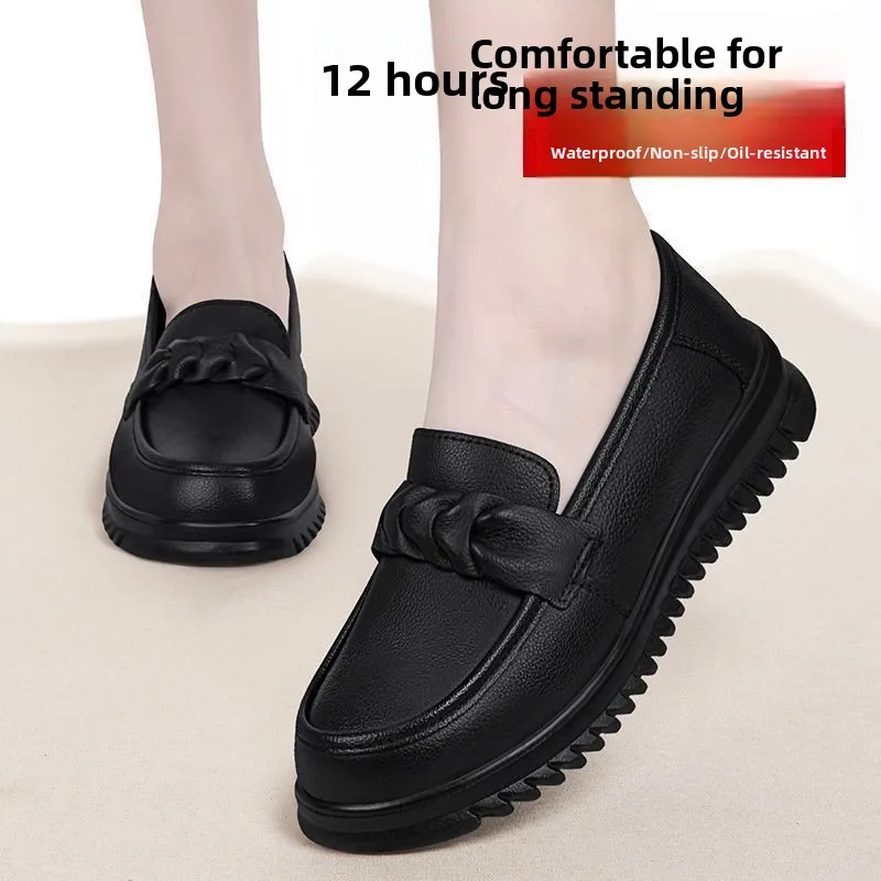 Anti-Slip Kitchen Shoes Women's Stand for a Long Time Not Tired Footwear Black for Work Wear-Resistant Casual Comfortable Loa...