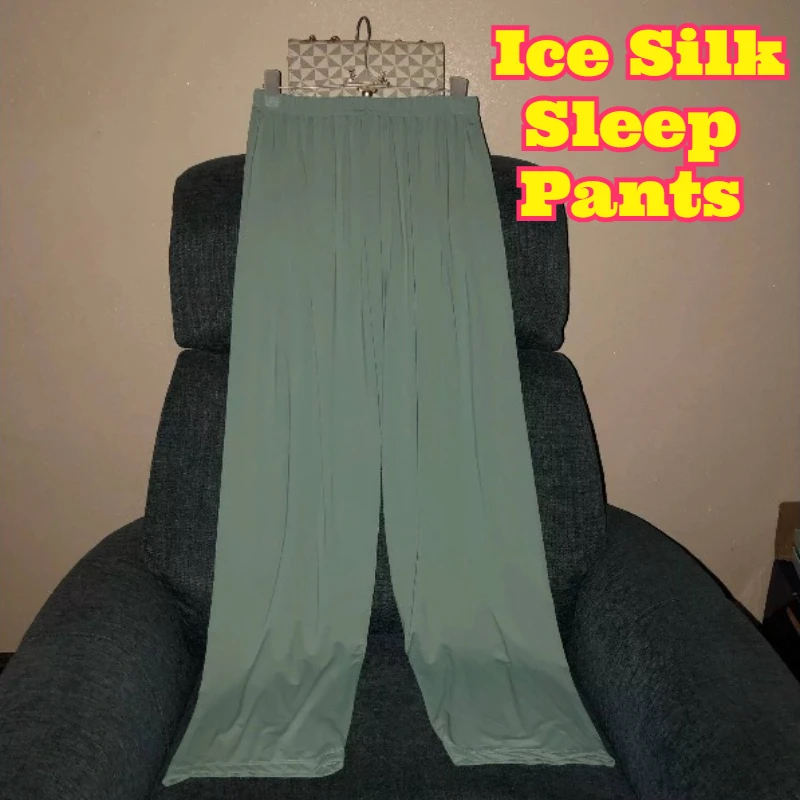 New Summer Thin High Waist Draping Loose Elastic Sleep Pants Quick Cool Anti Mosquito Ice Silk Casual Trouser Suitable Men Women