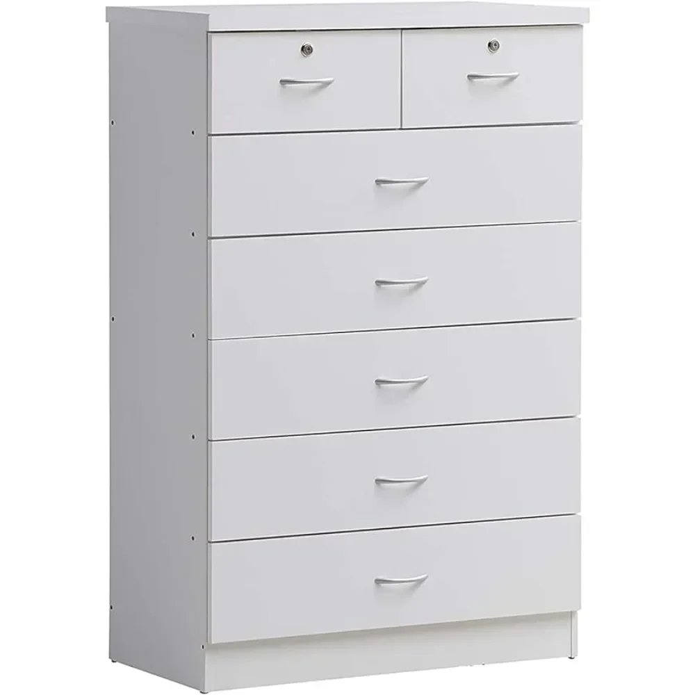 

Storage Organization Unit for Clothing Dresser for Bedroom Set With 2 Locks on the Top Drawers Vanity Dressing Table With Mirror