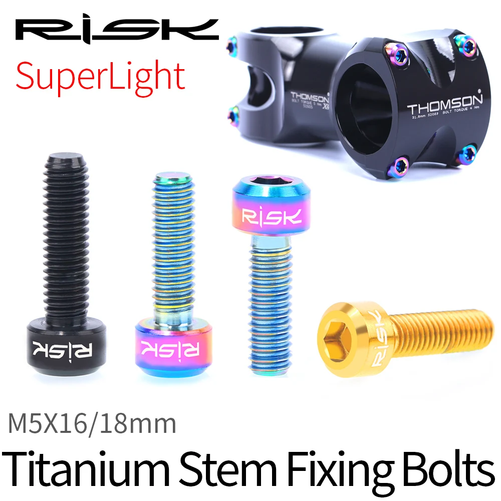 RISK Titanium Bicycle Stem Screws M5x16/18mm MTB Road Bike Steering Stem Fixing Screws Ultralight Headset Top Cap Accessories