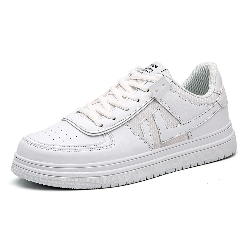 

Classic fashion white shoes men's lace-up flat casual shoes comfortable thick-soled round head breathable skateboard shoes 37-47