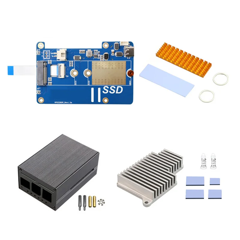 

Exquisite-MPS2280P PCIE M.2 NVME SSD HAT+SSD/PI5 Heat Sink For Raspberry Pi 5 Support 2280 2230 2242 Gen 3 Expansion Board