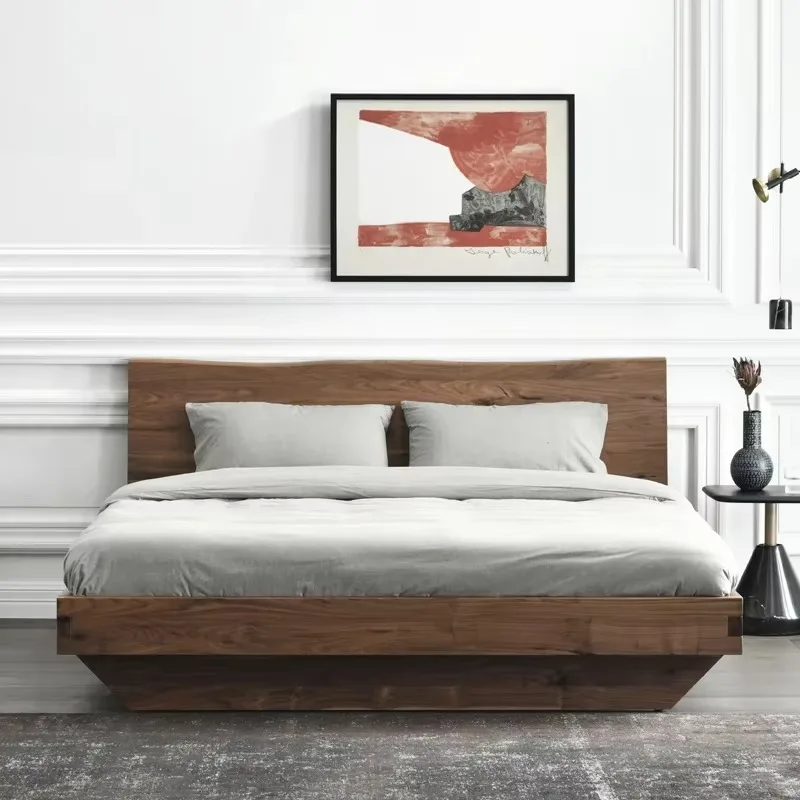 Unique European Double Bed Platform Nordic Elegant Solid Wood King Bed Bases Headboards Modern Cama Box Solteiro Home Furniture