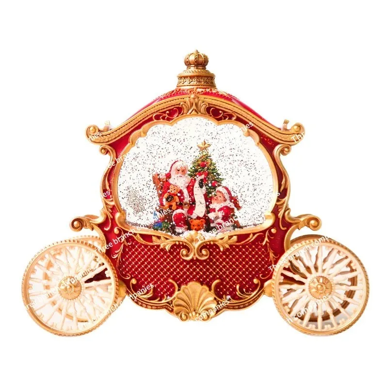 High-end Christmas Pumpkin Carriage Old Man Music Box Music Box Wind Lamp Decoration Birthday Gift Crystal Ball Ornament