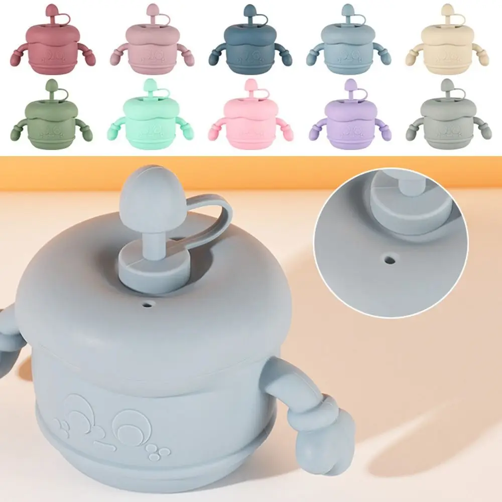 Creative Baby Training Cup Soft Silicone Portable Toddlers Straw Water Bottle Double Handle with Lid Toddler Sippy Cups