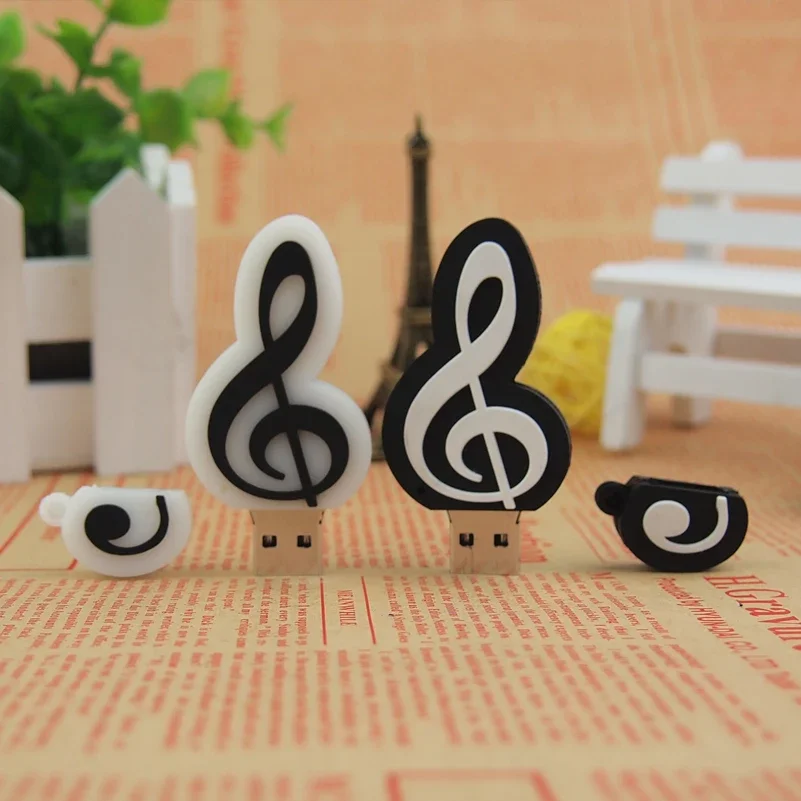 Musical Note USB Flash Drive para Crianças, Presentes Criativos Bonitos, Memory Stick, Caneta dos desenhos animados, U Disco 2.0, 4GB, 64GB, Capacidade Real