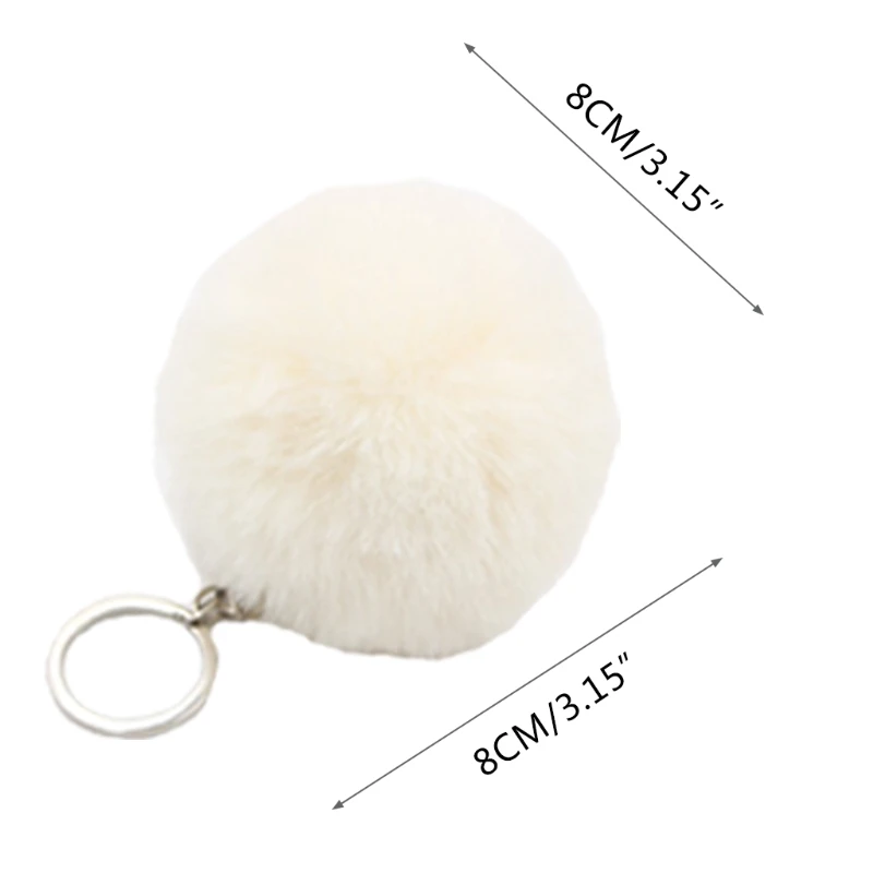 Colorful Pompoms Keychain Ball Pendant Charm Faux Fur Keyring for Women