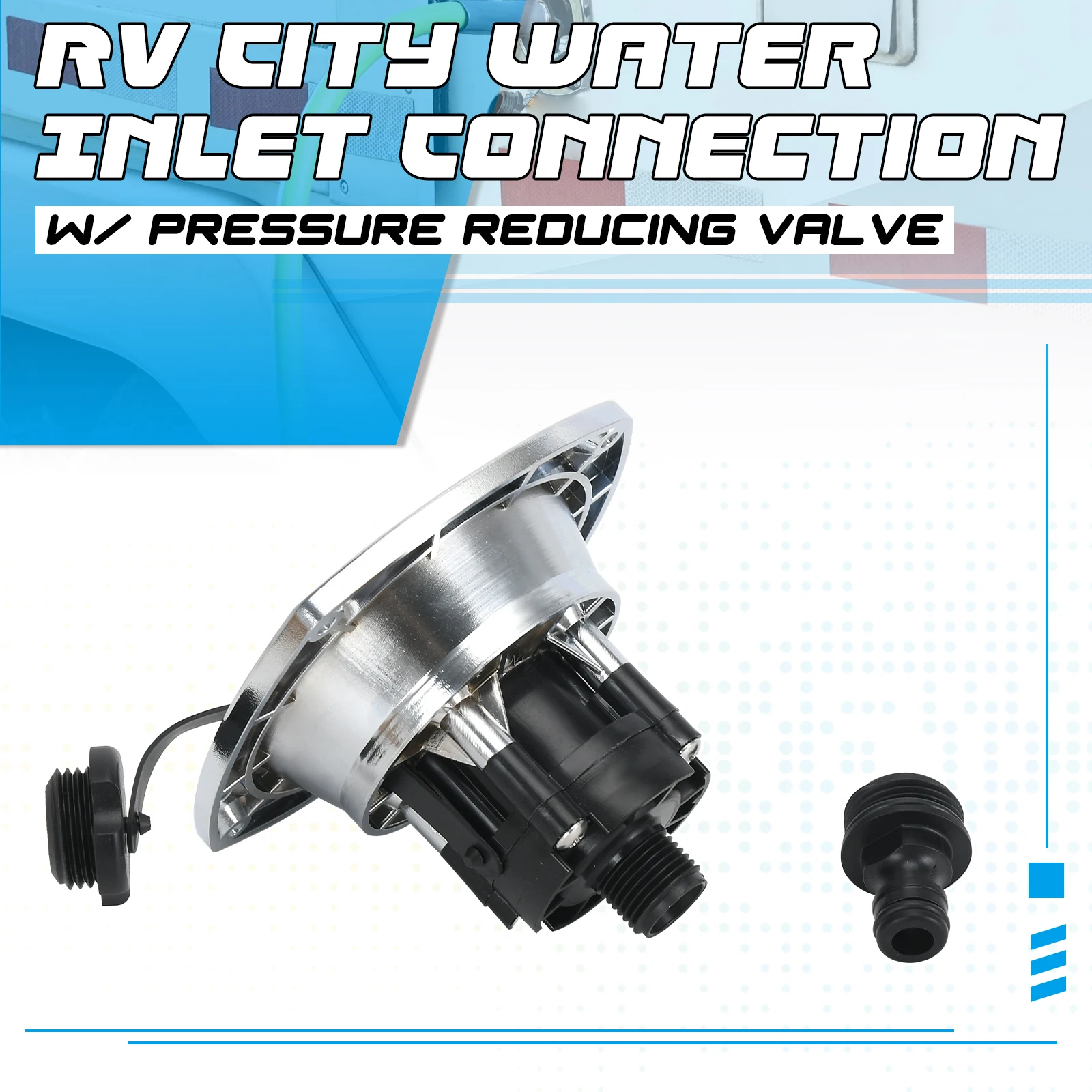 RV City Water Inlet Water Fill Inlet Built in Check Valve Wall Mount Trailer Fill Dish For Caravans Trailer Camper Boat