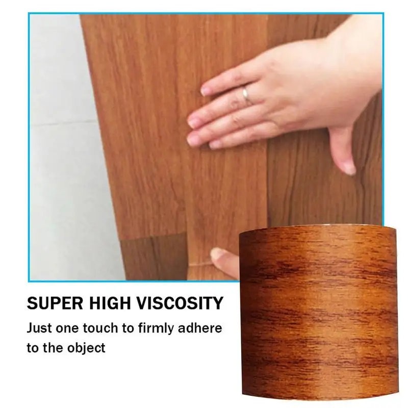 Waterproof Self Adhesive Tape Wood Grain Tape Chocolate Oak Tape For Home Furniture Repair Duct Tape Floor Sticker