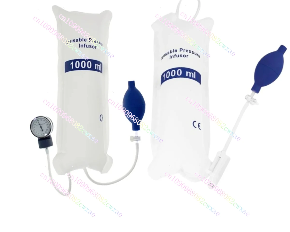 

Use a 1000ml infusion bag pressure bag with a pressure gauge or column indicator