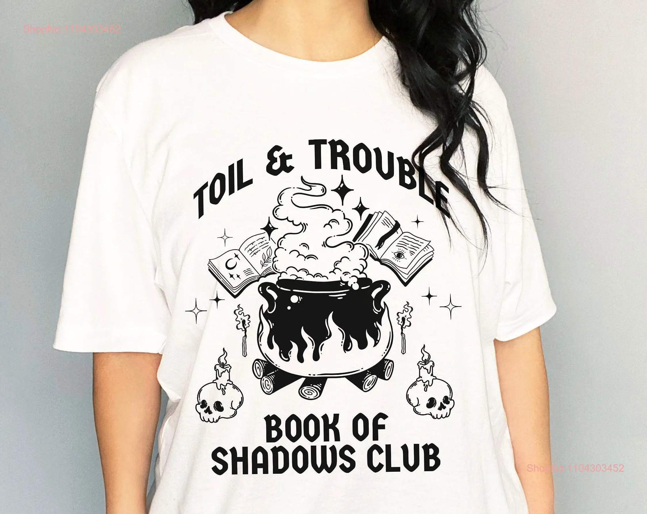 Toil Trouble Book of Shadows Club Halloween T Shirt Witchy Booktok Bookish Librarian Spooky Season long or short sleeves