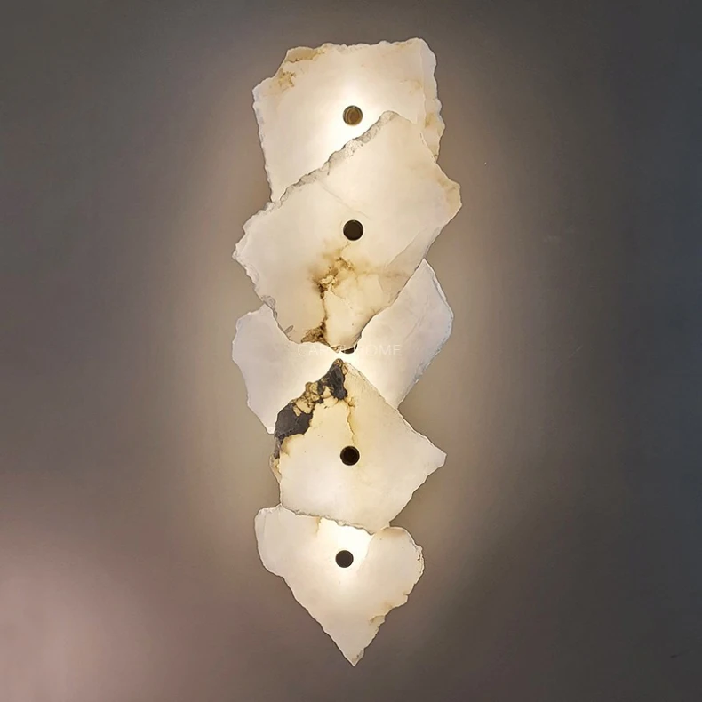 Natural Marble LED Wall Lamp Copper Novelty Lighting Sconce