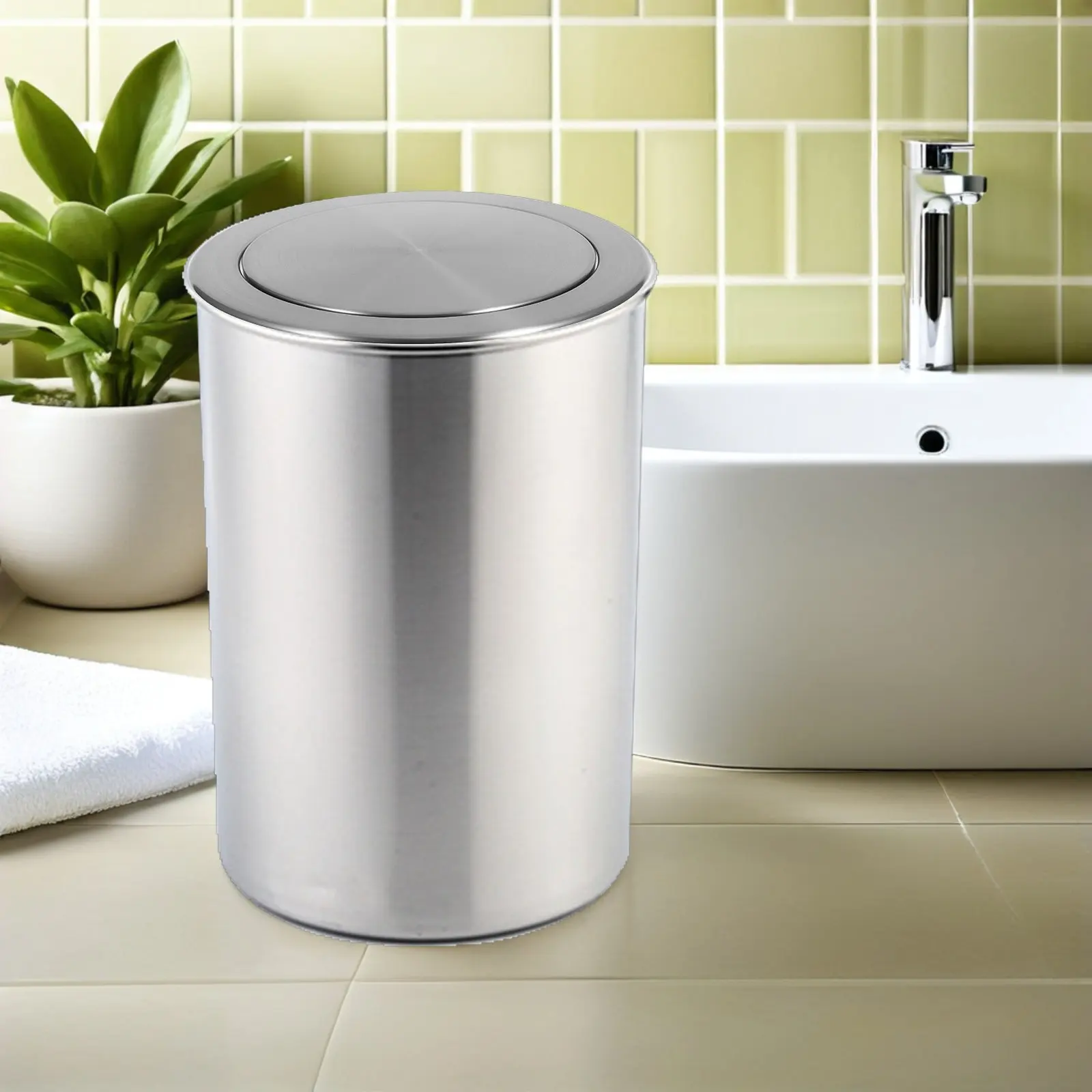 Stainless Steel Countertop Embedded Trash Lid Recessed Swing Flap Bin Cover Built-in Waste Chute Lid for Kitchen Bathroom Office