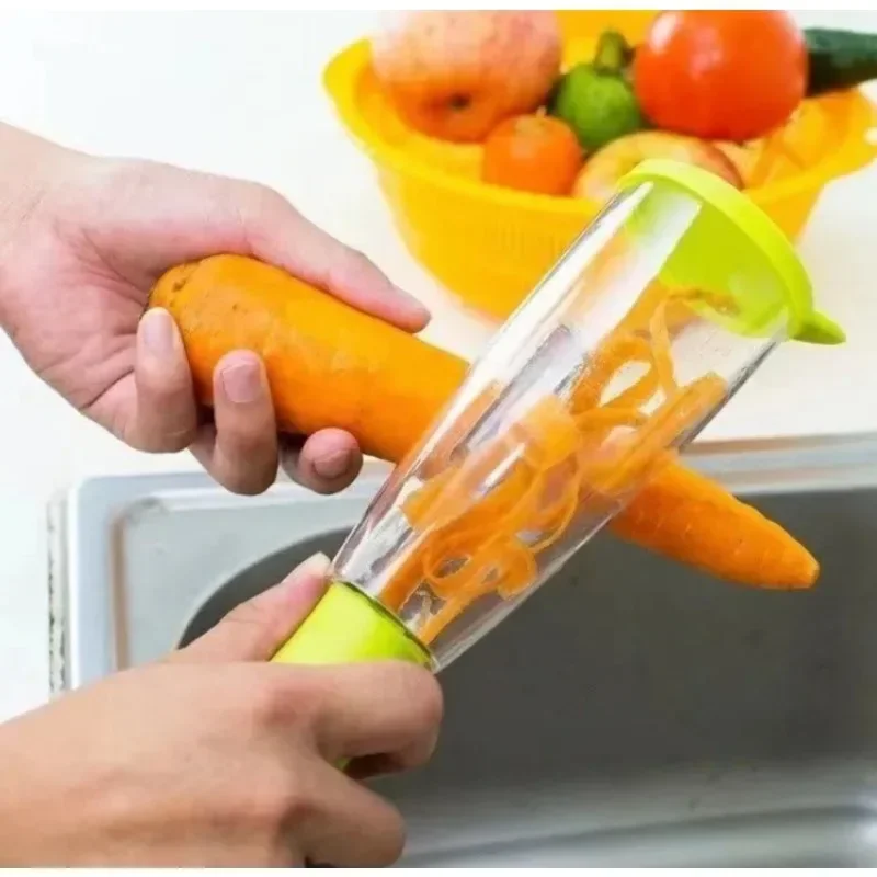 Vegetable Peeler with Container Stainless Steel Kitchen Gadget Peeler Potato Peelings Julienne Peeler for Veggies and Fruits