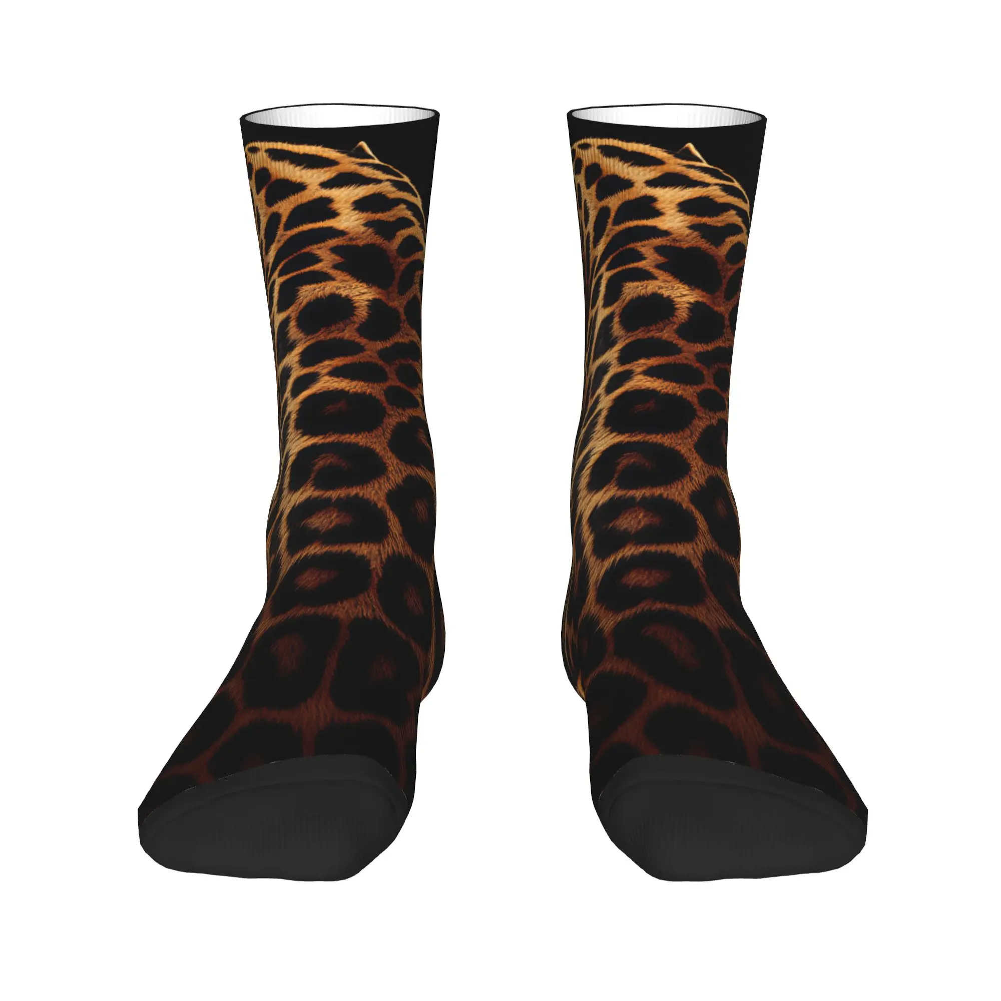 Back View Jaguar Fur Texture On Black Background Socks  Printed Stockings Anti Skid Unisex Men Socks Harajuku Climbing Socks