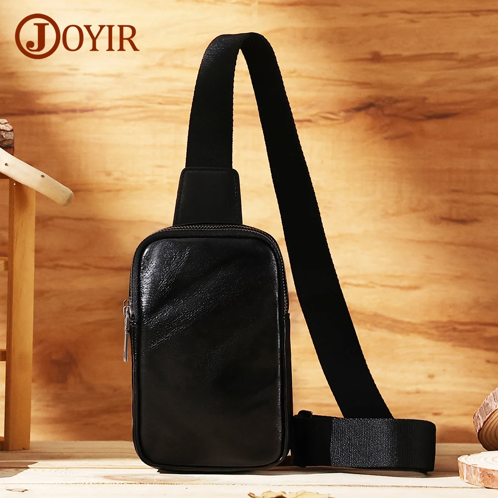 JOYIR Genuine Leathe Chest Bag Men Crossbody Bag Travel Sling Shoulder Bag Fashion Male Chest Bag Travel Hiking Chest Pack