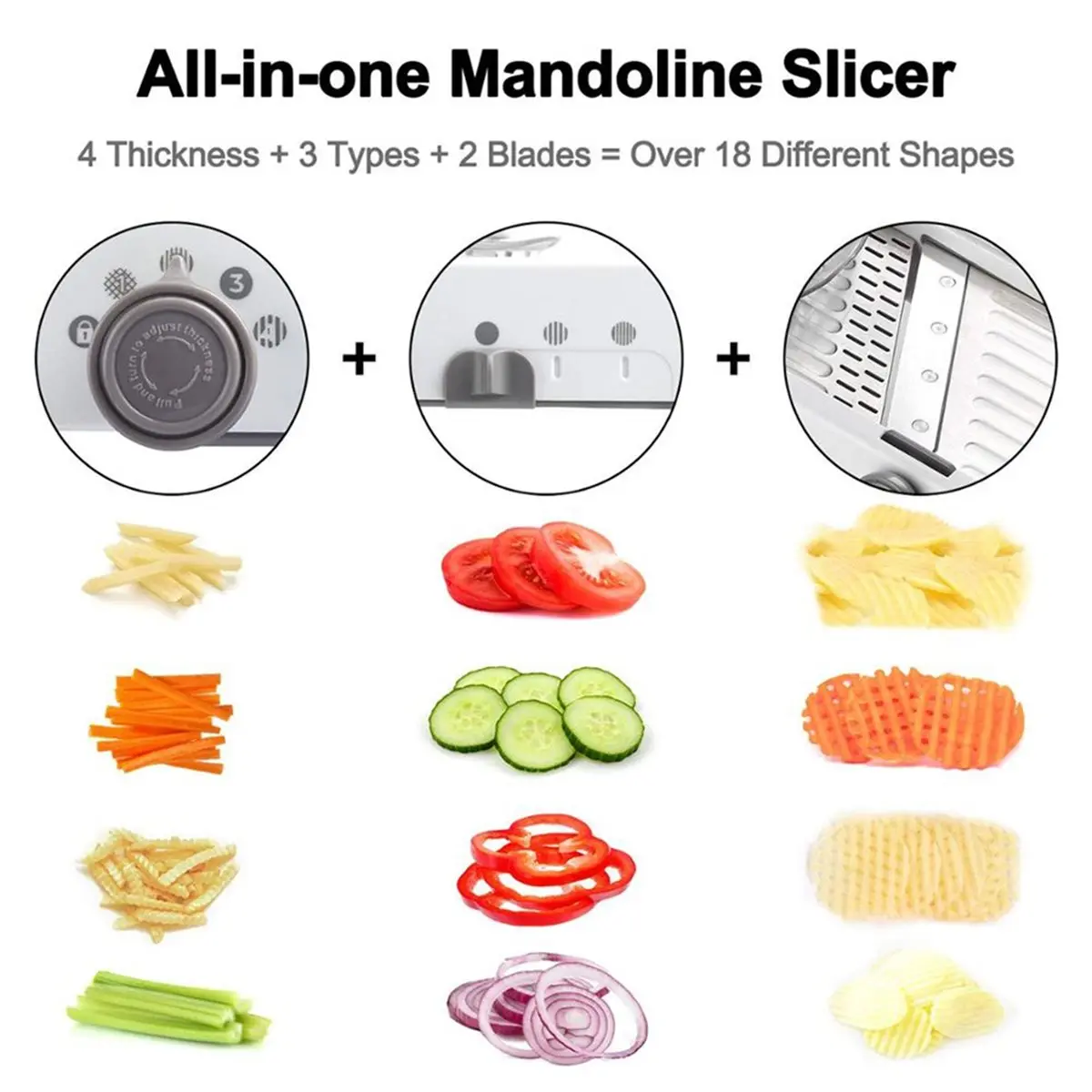2026 New 18 Types Adjustable Mandoline Slicer Stainless Steel Vegetable Julienner Grater Onion Potato Slicer Cutter