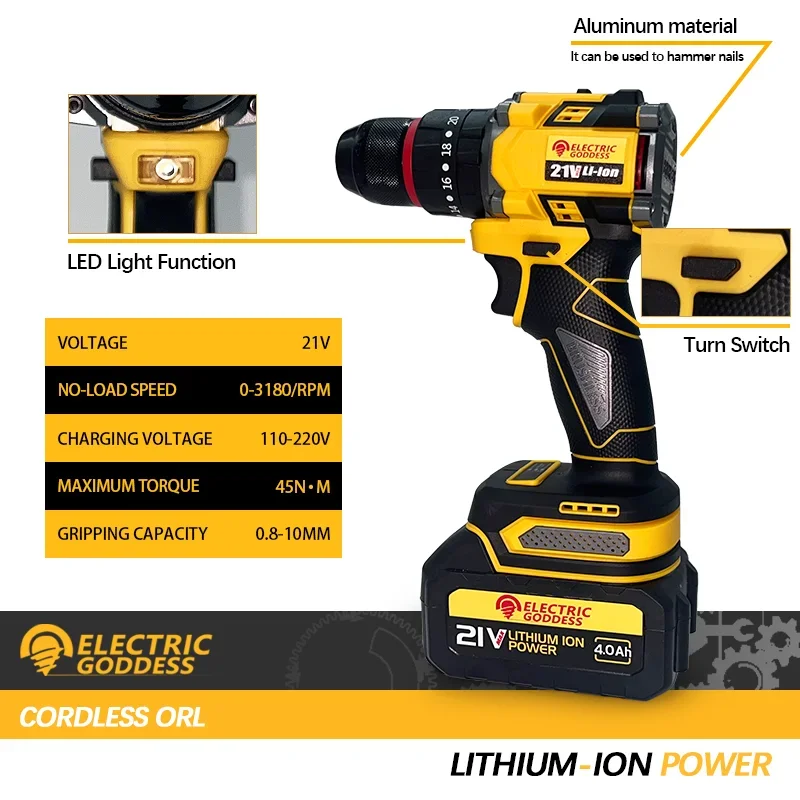 Electric Goddess Multi-Purposewrench Tools Includes An Electric Wrench Drill Power Tools Combination Box For Makita 21V Battery