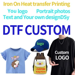 DTF Custom Wholesale Heat Transfer You Logo Text and Portrait Images Stickers Iron On patches Clothing and Hats DIY Parts