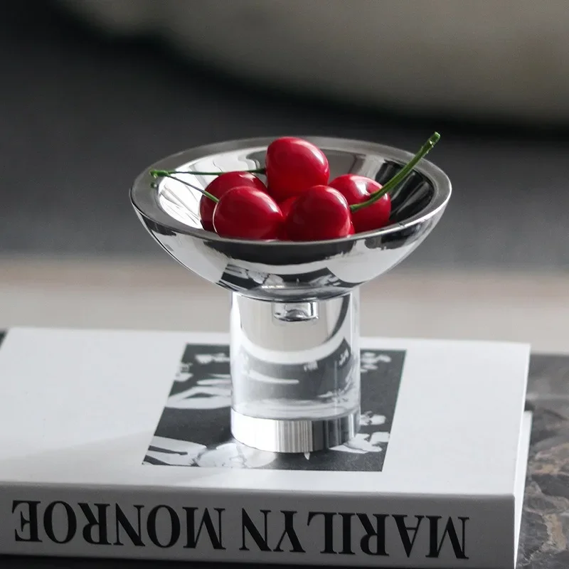 Crystal Column Base Fruit Bowl Luxury Fruits Bowls Aesthetic Decorative Fruit Tray Elegant Modern Fruits Trays Table Decoration
