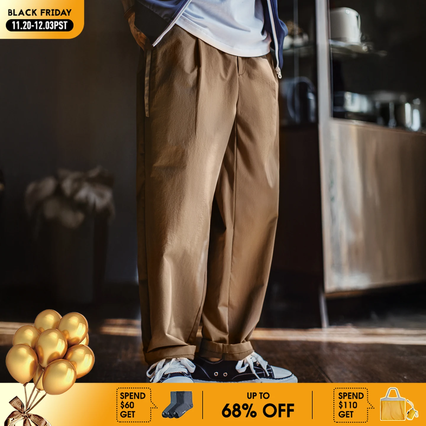 

Мужские винтажные повседневные брюки цвета хаки Maden, легкие зауженные длинные брюки, устойчивые к морщинам брюки с эластичной резинкой на талии для осенних поездок на работу