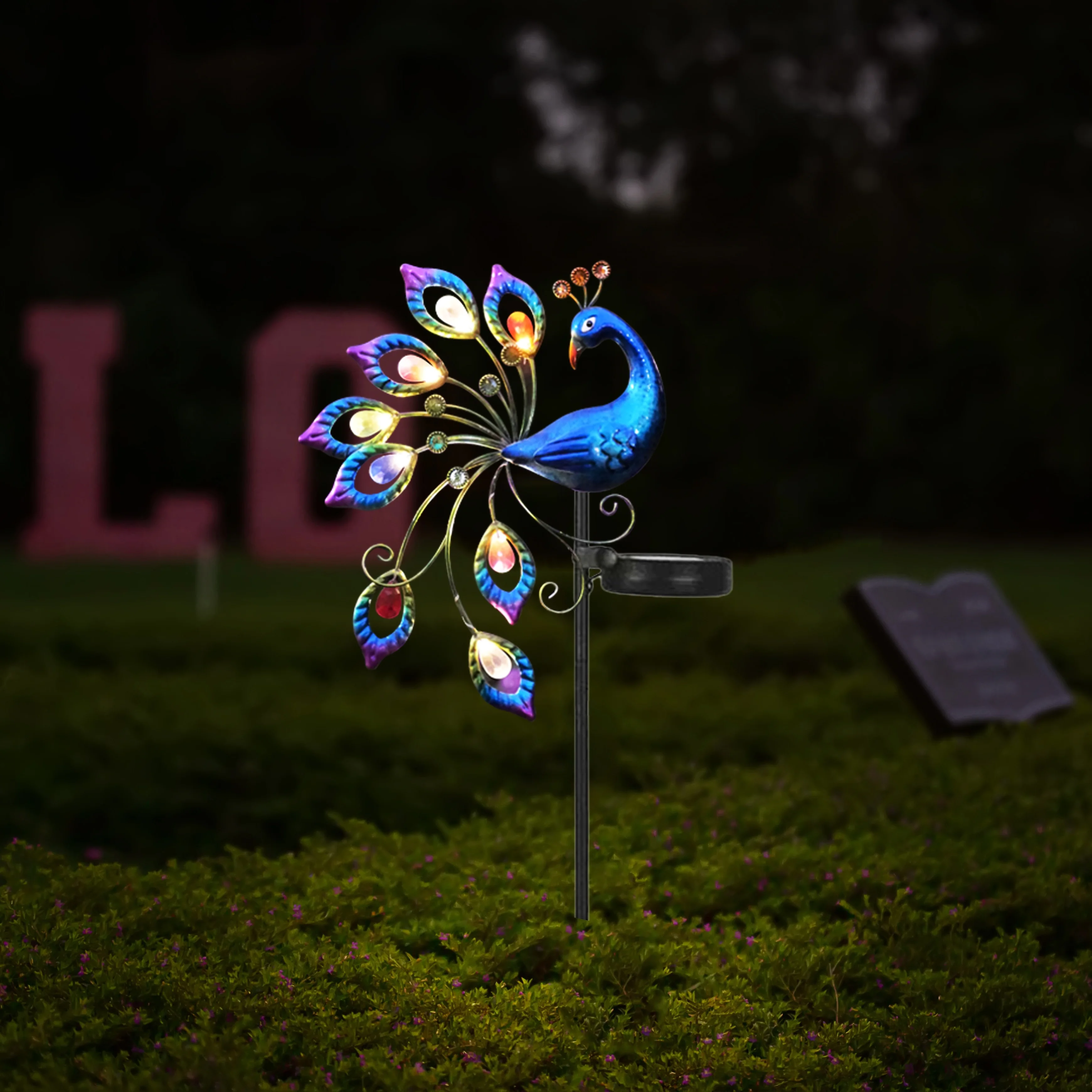 1pc peacock, colorful solar light, suitable for garden, patio, lawn, doorway, pond, balcony, special gift for friends