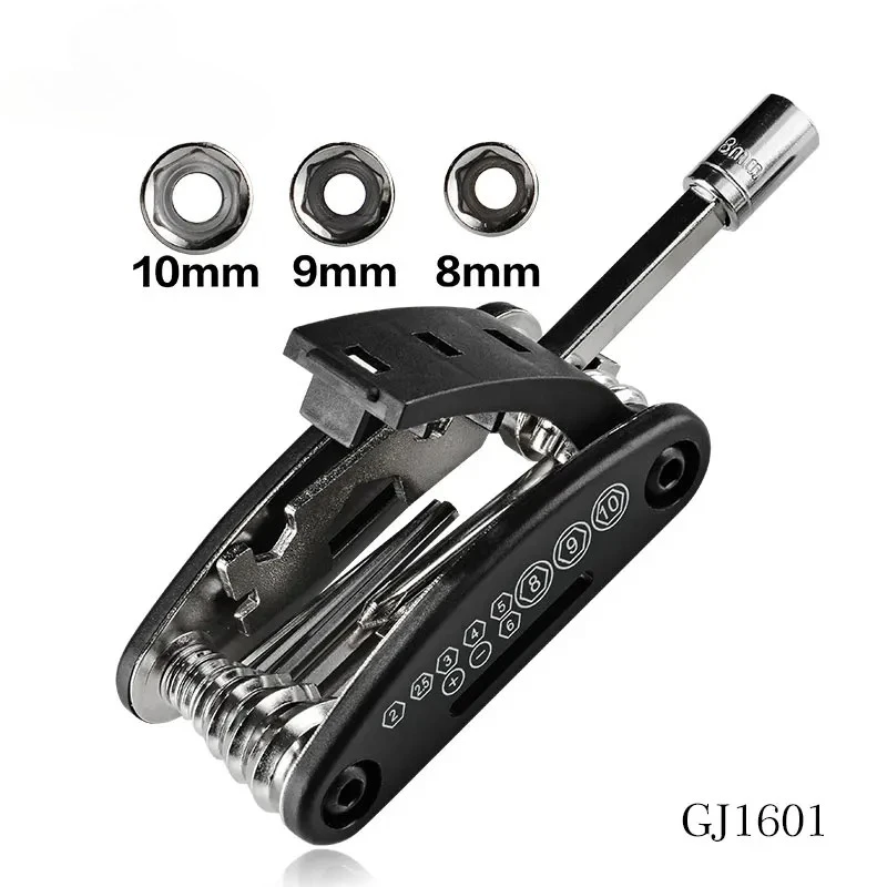 16 in 1 Bike Bicycle Repair Tool Set Kit With Hex Spoke Screwdriver Wrench Mountain Cycle Tool Sets Black High Quality Durable