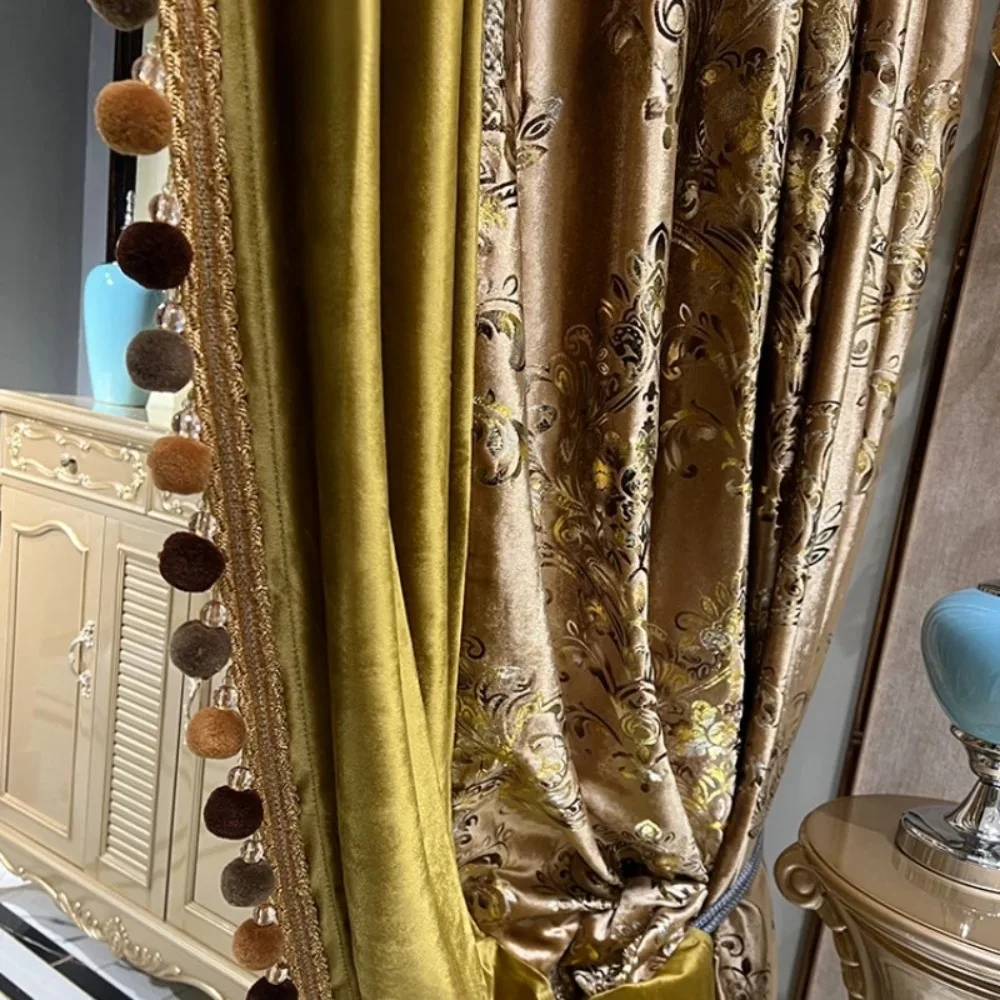 High Quality Custom American French Velvet Sheer Curtains for Living Room Bedroom Balcony Drapes for Contemporary Home Decor