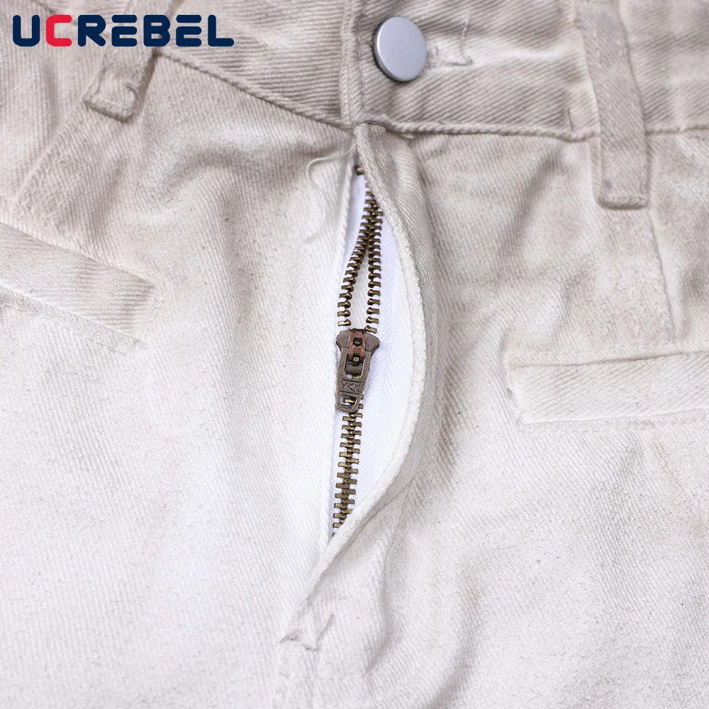 ล้าง Distressed Gradient ย้อมกางเกงยีนส์ Mens Spliced High Street หลวมขากว้าง Denim Scimitar กางเกงผู้ชาย