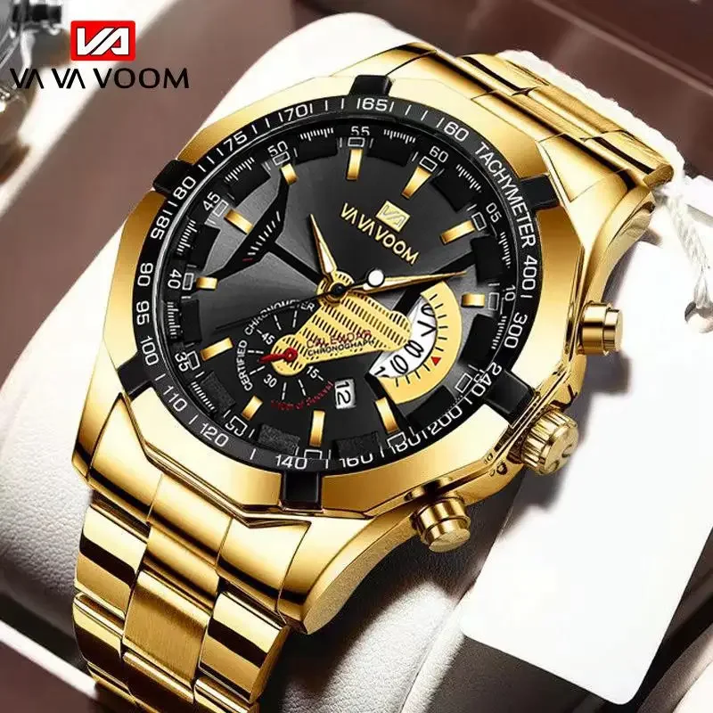 VA VA VOOM Top Brand Luxury Black Quartz Watches Men Fashion Selling Sports Casual Military Wristwatch Waterproof Clock Relogio