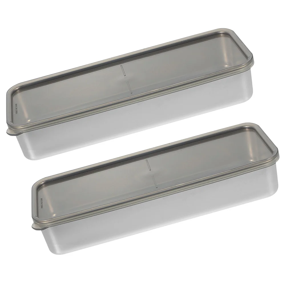 

2pcs Stainless Steel Fridge Boxes Large Capacity Sealed Containers 27x10x5cm 1000ml Food Storage Preservation Kitchen ganizers