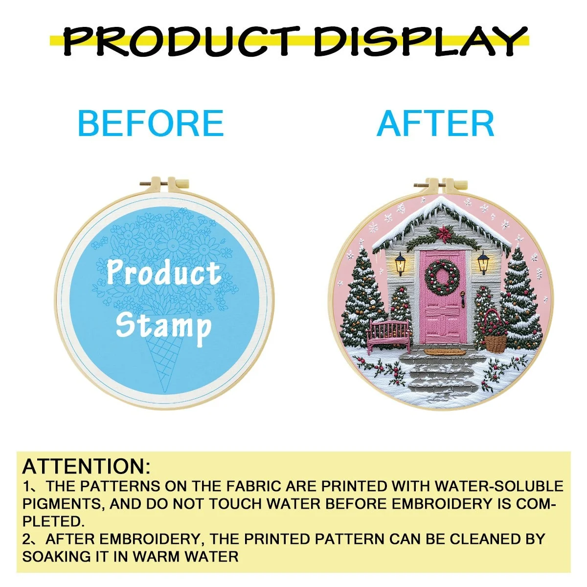 Rosa Tür Weihnachtsszene 1 Stück DIY Stickerei-Material-Set für Anfänger Stickerei-Starter-Kit Kreuzstich-Kunst als Geschenk Nadelarbeit – Detail 3