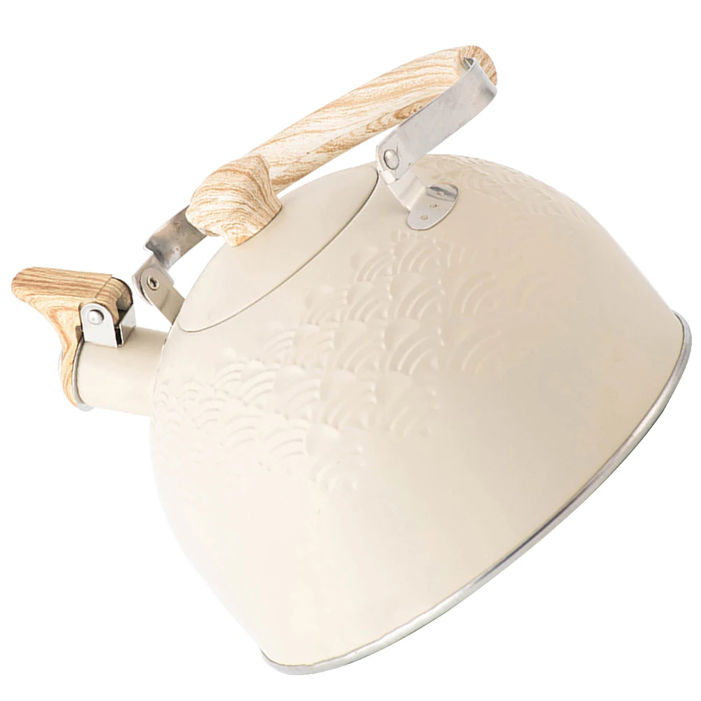 

Stainless Steel Whistling Kettle Boiling Teapot for Induction Cooktop Wood Stove Household Kitchen boiling kettle with wooden