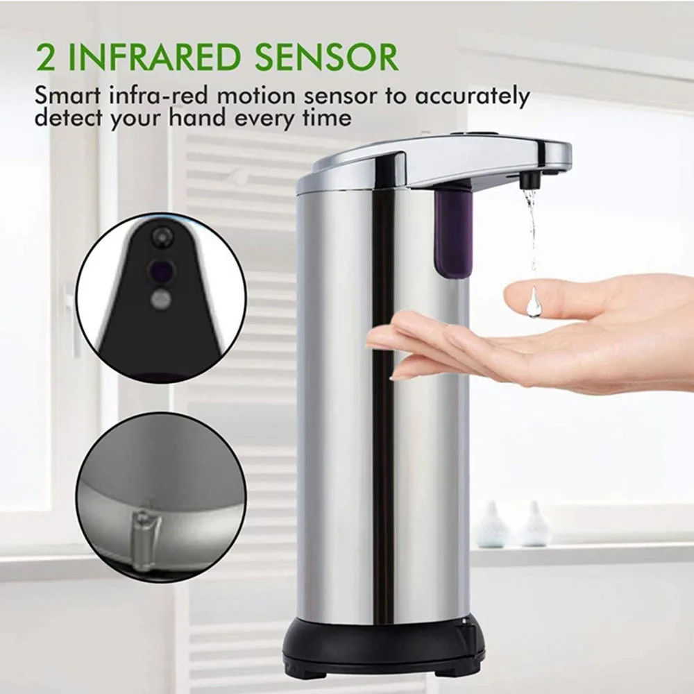 Smart Induction Soap Dispenser Stainless Steel Automatic Intelligent Liquid Soaps Container Large Foam Soaper For Bathroom