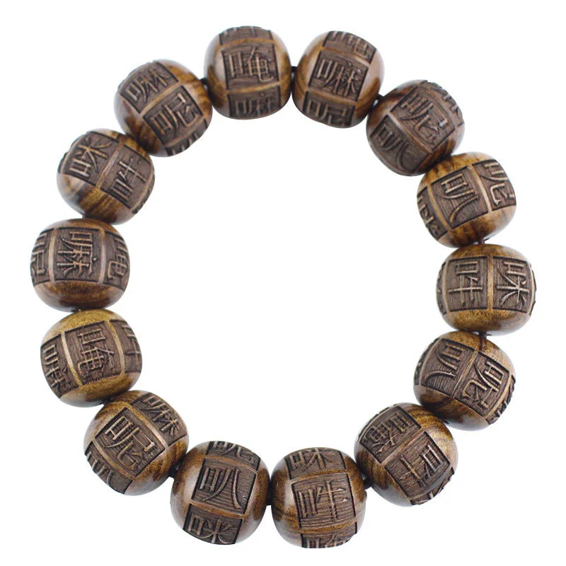 Creative Black Rosewood Hand String Carving Buddha Beads Mani Bamihong Men's and Women's Jewelry Live Broadcast Amulet