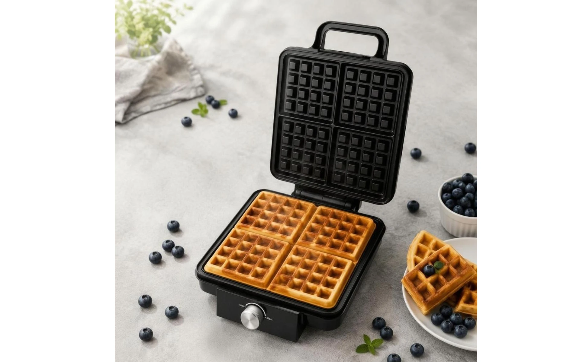 4-Slice Waffle Appliance Easy to Clean 4 Slice Waffle Appliance Small Appliance Heat-Resistant Handle Handle 1500W