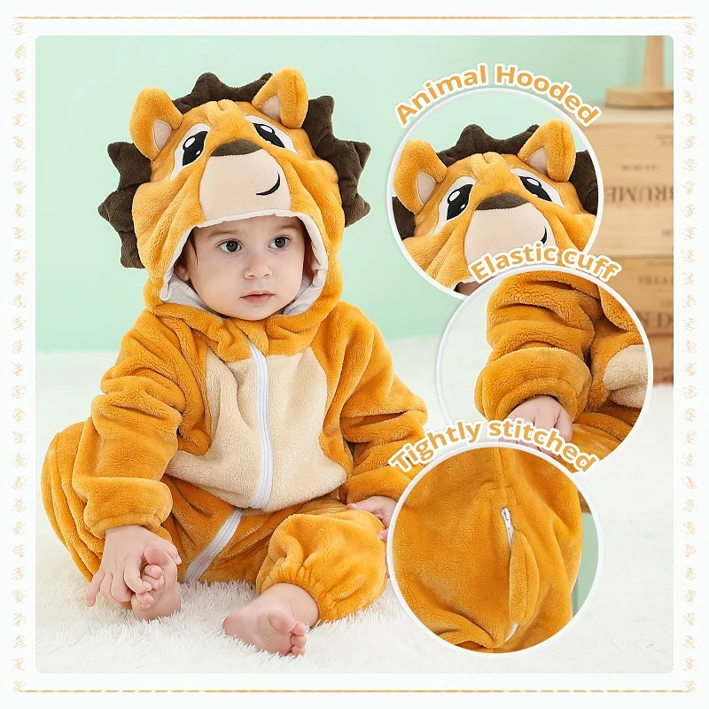 MICHLEY Weihnachten Elch Baby Strampler Winter Mit Kapuze Flanell Kleinkind Kleinkind Kleidung Insgesamt Bodys Overall Kostüm Für Kinder – Detail 37
