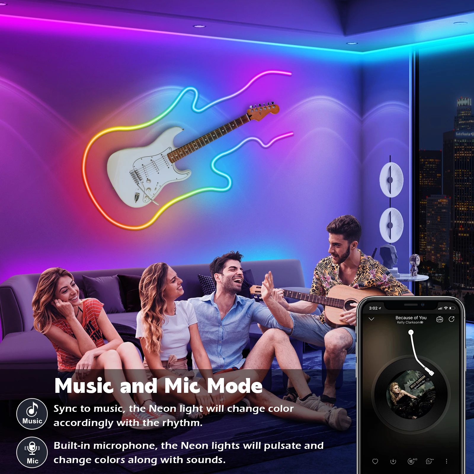 32.8Ft LED Neon Rope Lights, RGBIC Flexible Outdoor Waterproof Lights with APP & Remote Control, IP65 Water Resistant, Music Sync & Gaming Modes, Multicolor Decor for Bedroom, Patio, Holiday (32.8Ft-1ROLL)