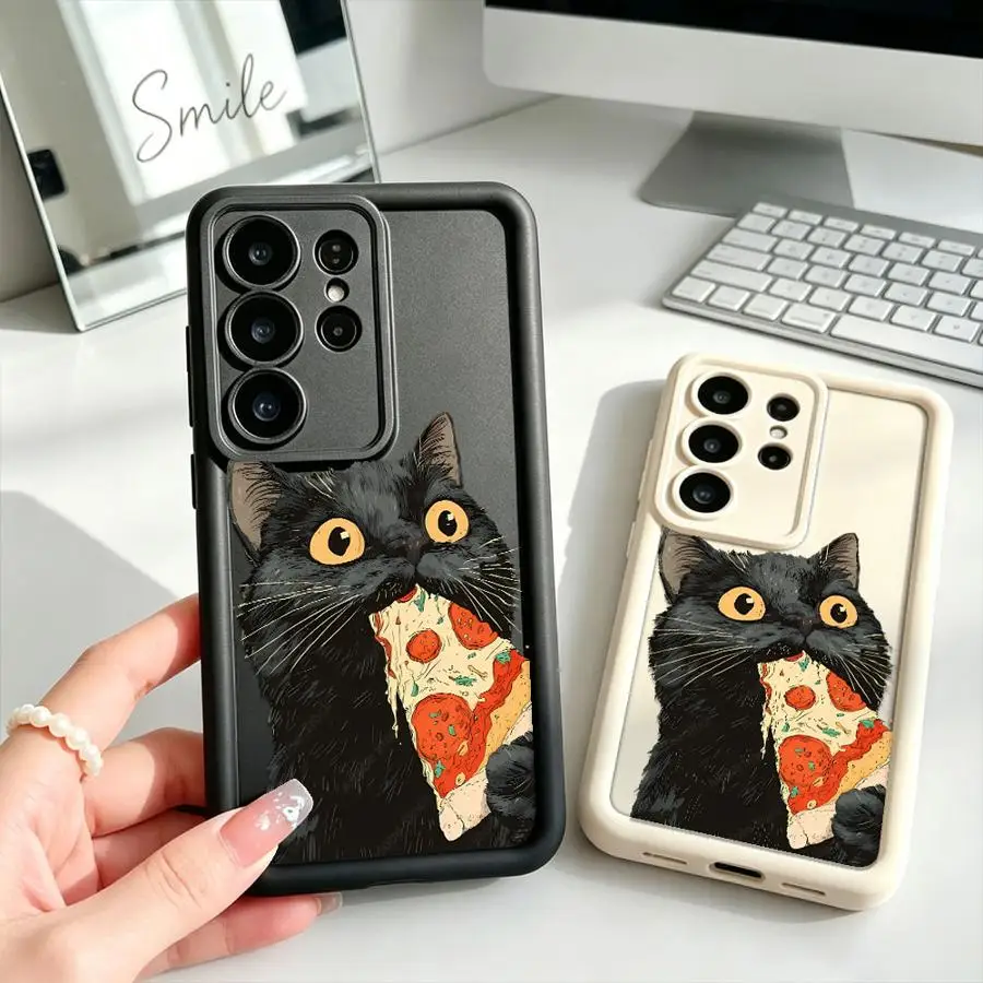 Case for Samsung Galaxy S26 Ultra S25 Edge S23 FE S24Ultra S24 Plus S21 S22 S20FE S25 Phone Cover Pizza Funny Cat