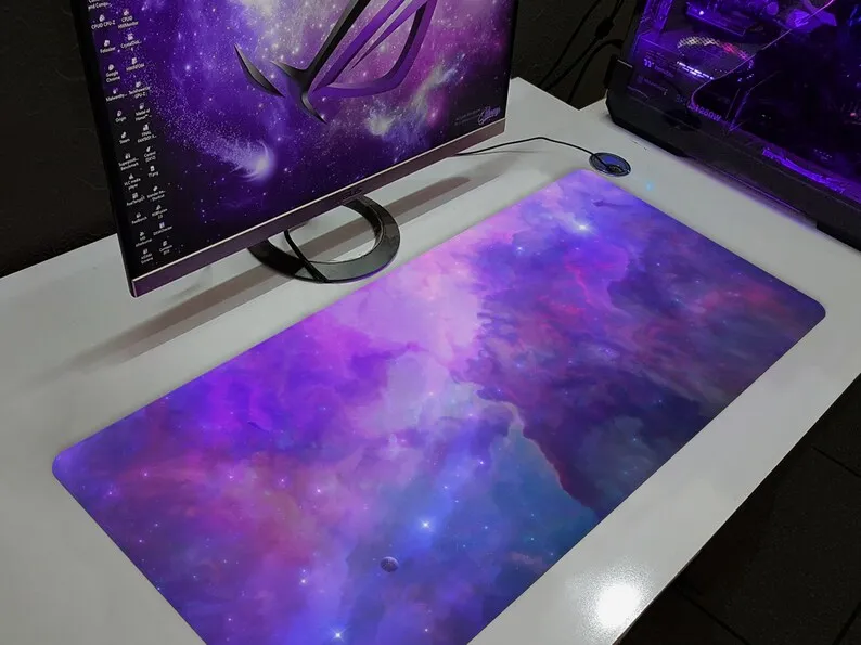 Galaxy Desk Mat Nebula Mousepad Purple Universe Mouse Pad Xxl Gaming Keyboard Mat Celestial Universe with Stars Planets Playmat