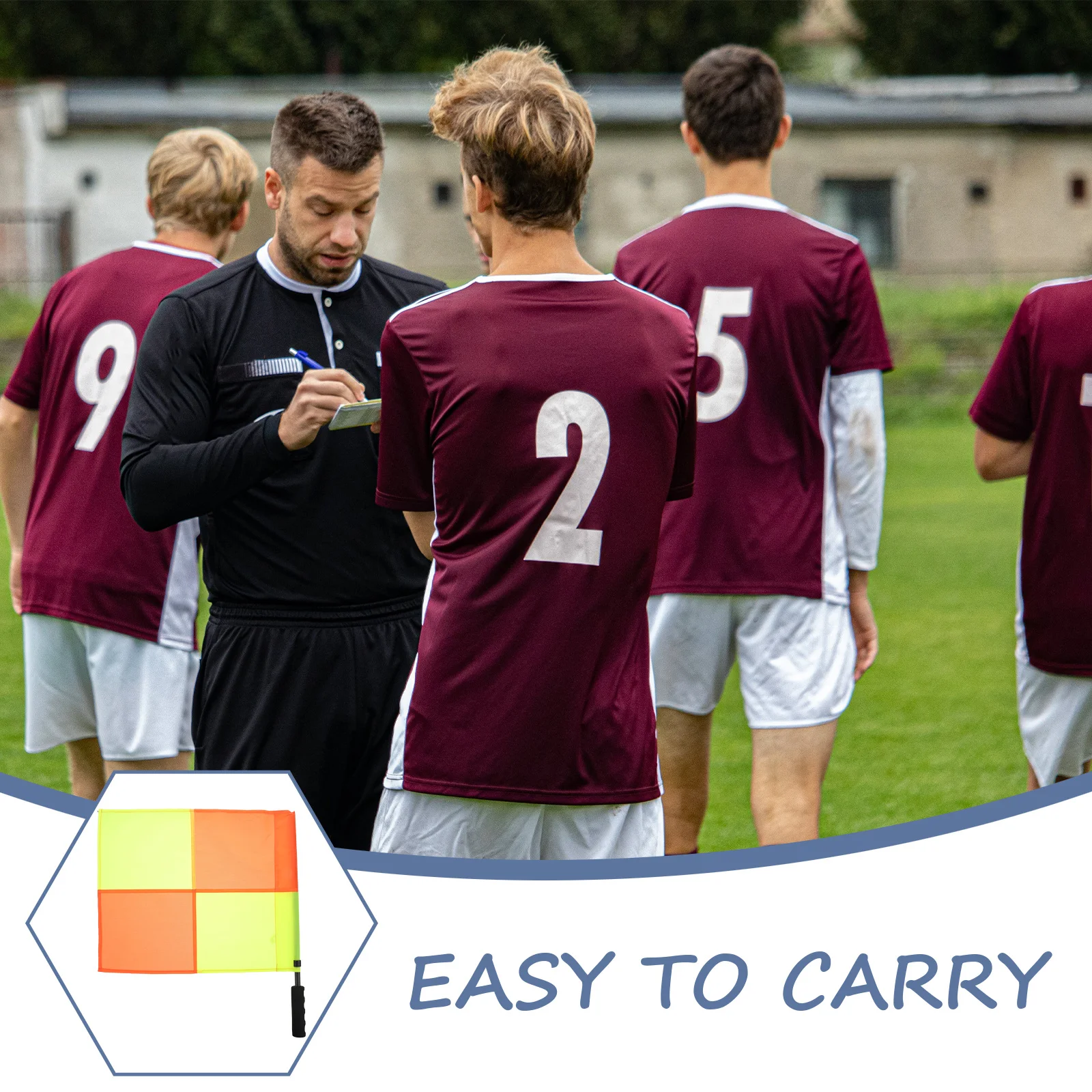 ธงผู้ตัดสินฟุตบอล 2 ชิ้น ธงผู้ช่วยผู้ตัดสินฟุตบอล น้ำหนักเบา อุปกรณ์ส่งสัญญาณสำหรับการแข่งขันกีฬา ธงมือสำหรับการตัดสินฟุตบอล