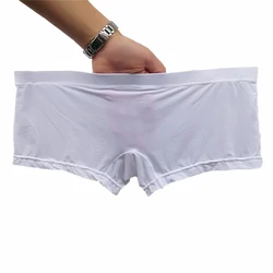 Seda de Gelo dos homens Sheer Ver Através Cuecas, Shorts Elásticos de Cor Sólida, Cuecas Respiráveis de Baixo Crescimento, Roupa Interior Sexy, Trunks