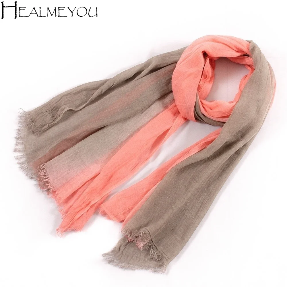 

Unisex Design Thin Fabric Cotton Scarf Soft Texture Elegant Long Shawl Vintage Simple Soft Wrap Autumn Winter