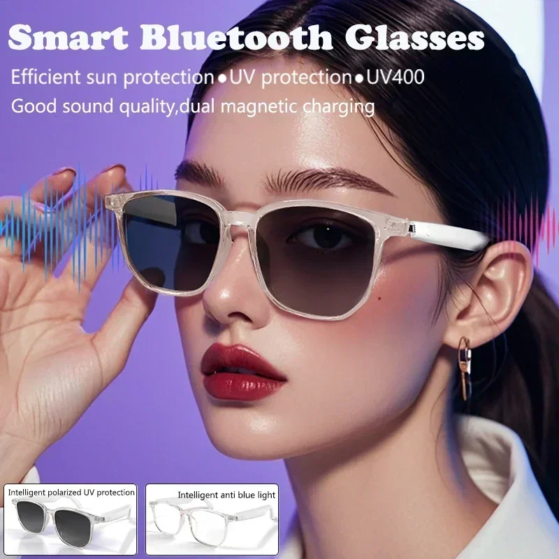 Smart Glasses Polarized Sunglasses with Bluetooth 5.3 Speaker Wirless Athletic Outdoor UV400 Protection Voice Control Unisex