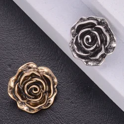 5/10/15pcs 19mm Vintage Rose Flower Metal Buttons For Clothing Sewing Accessories Fashion Shoe Hat Hair Accessories Decorative