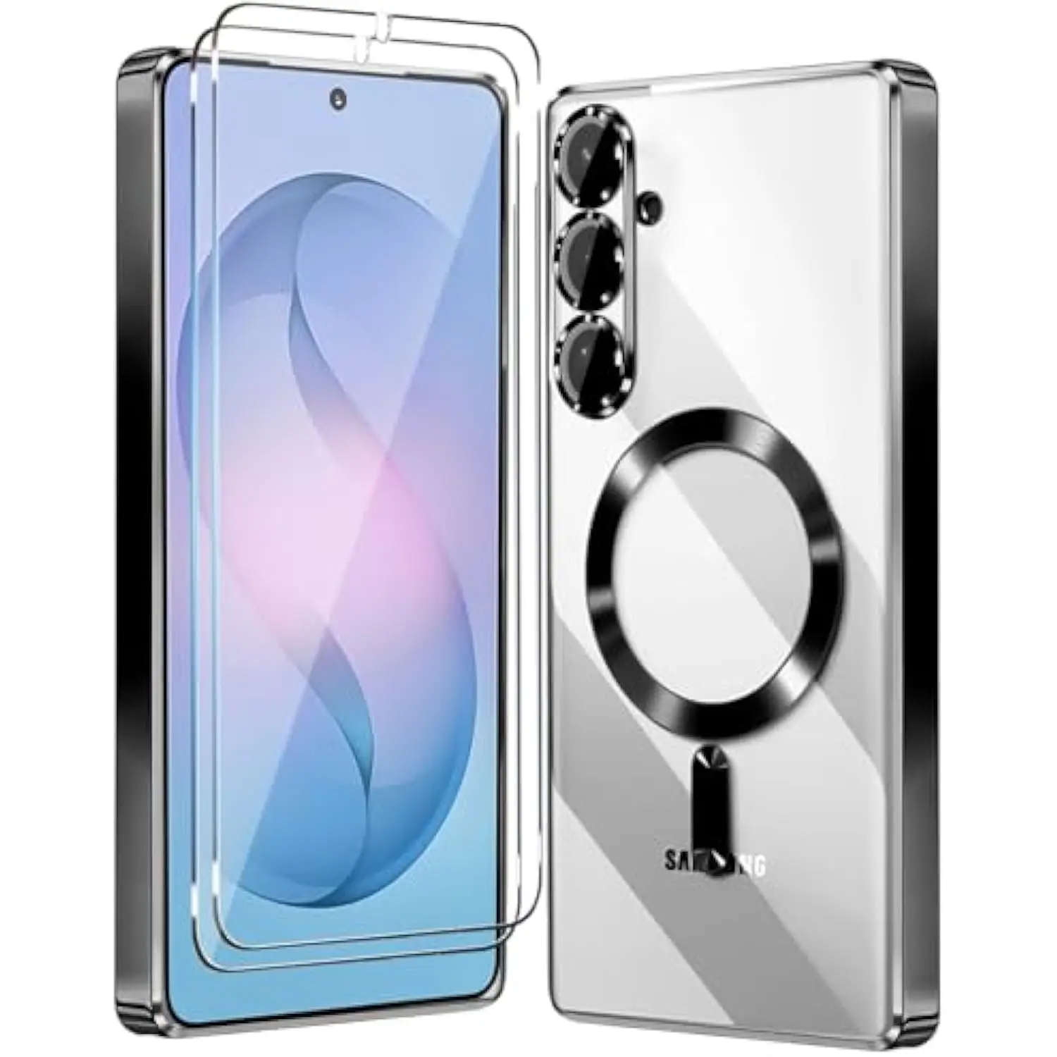 Magnetic Glossy Case for Samsung Galaxy S26 Ultra Plus, Phone Case Clear Luxury with Screen Protector X2 & Camera Protector