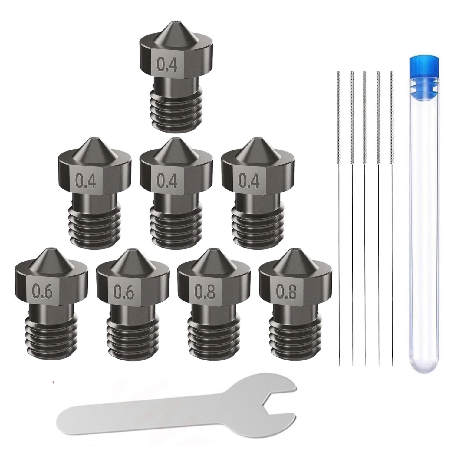 V6 Nozzle Hardened Steel 0.2/0.4/0.6/0.8/1mm 1.75mm Filament M6 3D Printer Nozzle For Ender 3 Hotend Titan Extruder Prusa I3 MK3