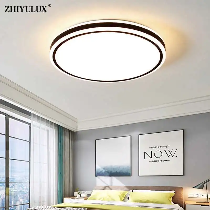 

Dimming Simple Black White Home New Modern LED Chandelier Lights Living Dining Room Bedroom Ceiling Flats Lamps Indoor Lighting